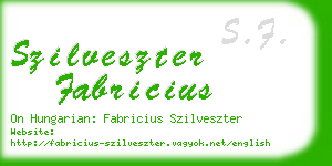 szilveszter fabricius business card